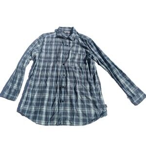 The North Face Women's L Plaid Gray Button Down Shirt Long‎ Sleeve Chest Pocket